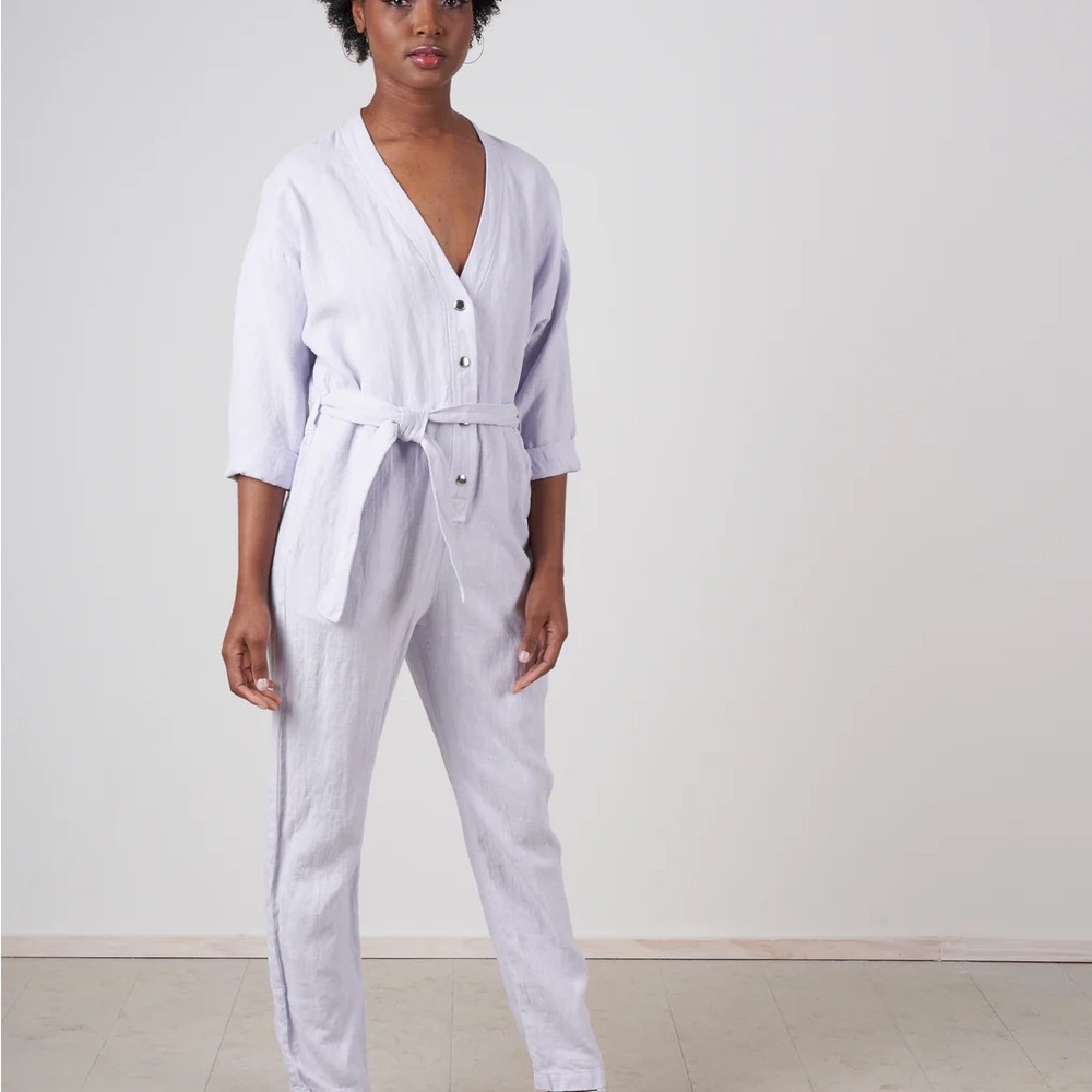 Lavender Button-Up Jumpsuit